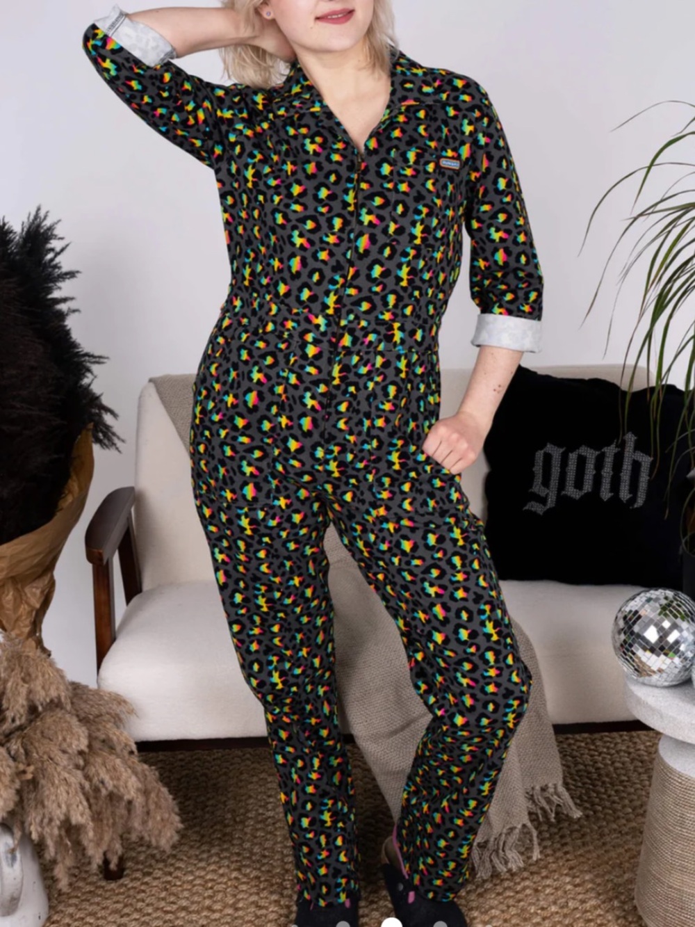 Women’s Black Multicolor Patterned Jumpsuit